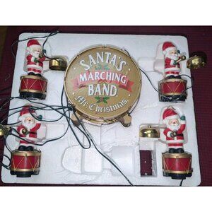 2017 Mr. Christmas Santa's Marching Band 4 Animated Santa's w/ Bells